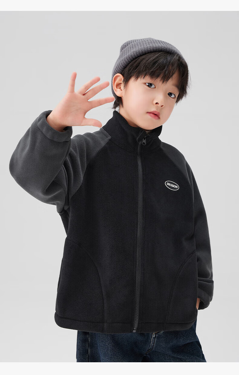 Zuo Xi Boys' Kids' Jacket Autumn 2025 New Double-Sided Fleece Warm Winter Coat Black 130 21
